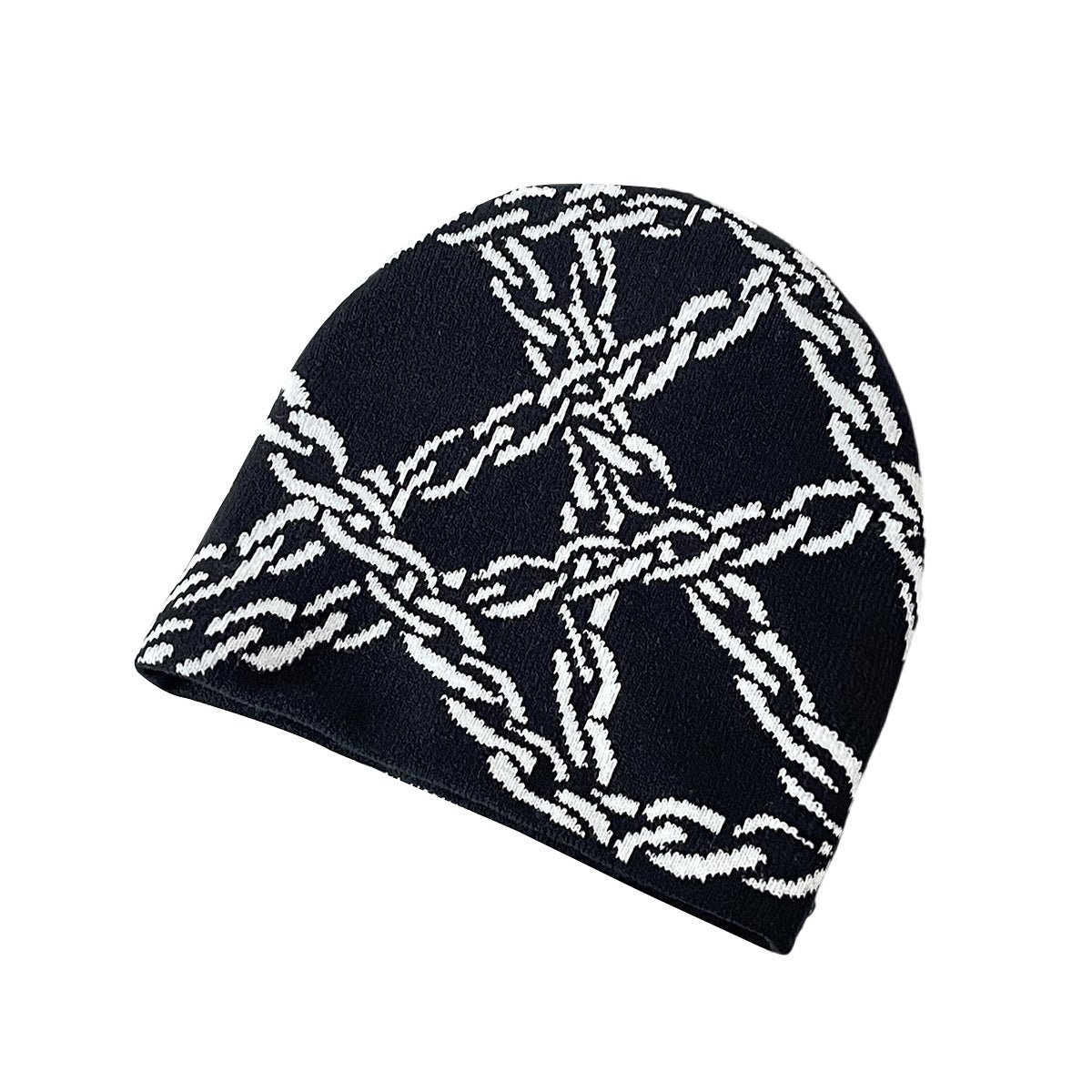 Hip Hop Warm Leisure Y2g Gothic Flower Knitted Beanie Hat