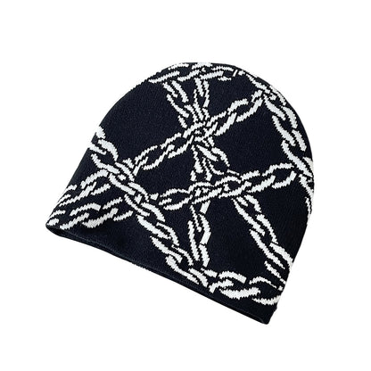Hip Hop Warm Leisure Y2g Gothic Flower Knitted Beanie Hat