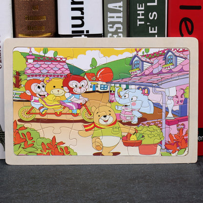 80PCS wooden educational development baby kids training toys children animal puzzle