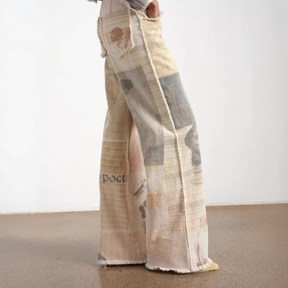 VINTAGE PRINTED WIDE LEGS PANT