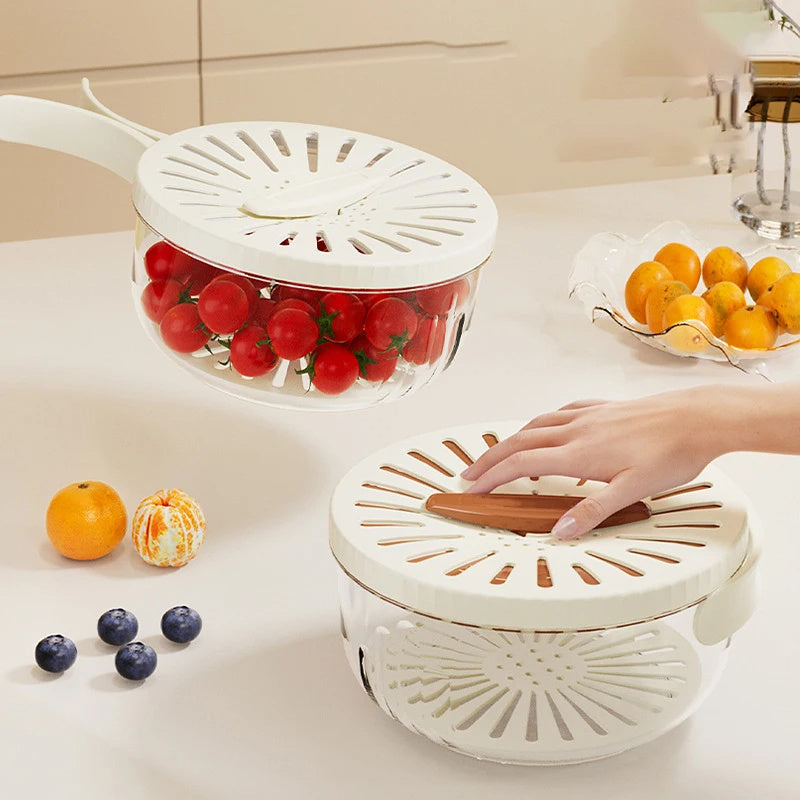 Fruit & Vegetable Washing Bowl Foldable Handle Cleaning Colander