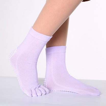 Women's Pure Cotton Dispensing Non-slip Yoga Five Finger Socks
