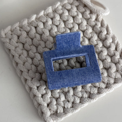 Blue Denim Jeans Style Acetate Hair Simple Shark Claw