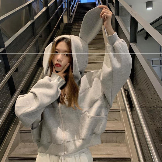 Ohr Kapuzenmäntel Top Frauen süße kurze Hoodie