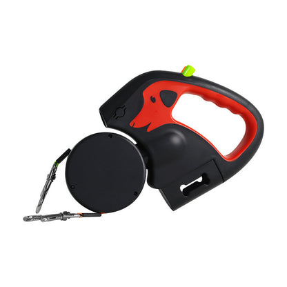 Double-ended One For Two Automatic Retractable Leash with Flash Light