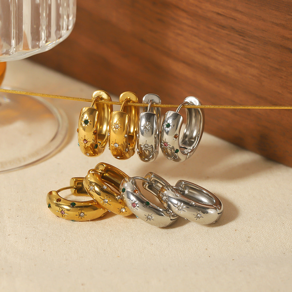 Niche High-grade Sense Does Not Fade 18K Gold Stainless Steel Studs