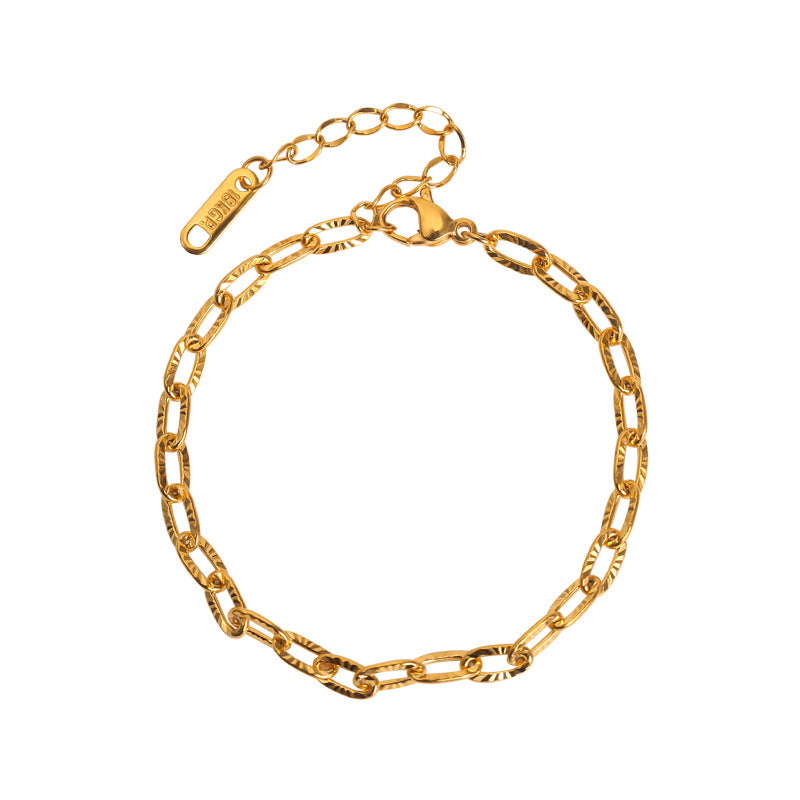 Geprägtes Armband für Damen, besonderes Design, schlicht, Titanstahl