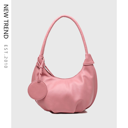 Portable Underarm Leisure Soft Leather Versatile Shoulder Dumpling Bag