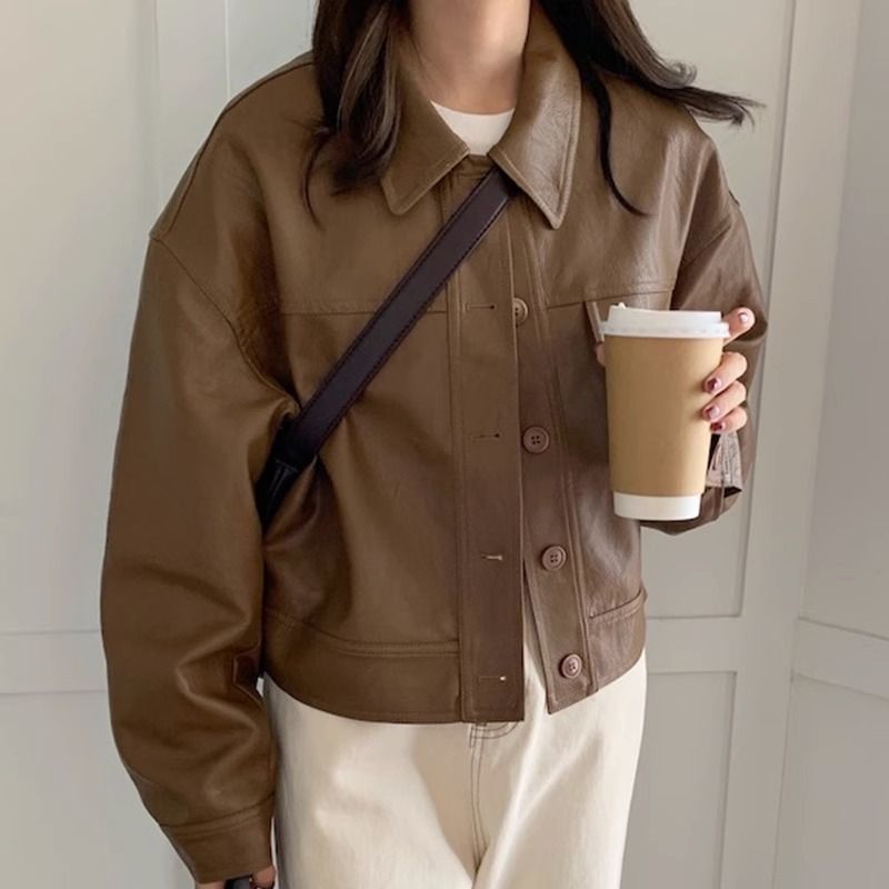 Women's Brown Leather Coat