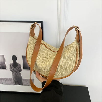 Women's Versatile Portable Knitted Straw Woven Bag