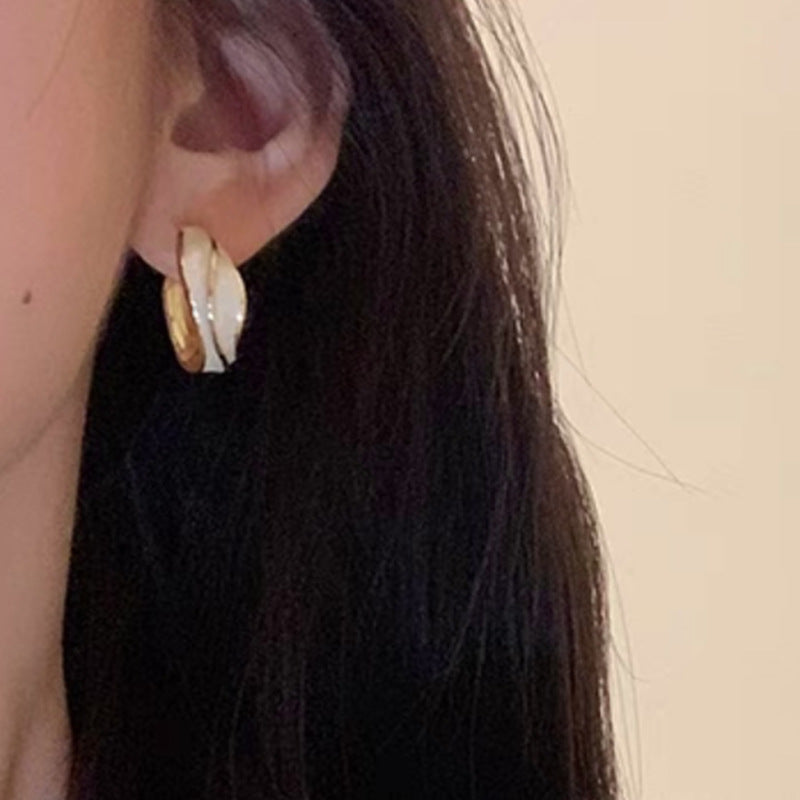 Retro Drip Glazed Round Simple Wild Earrings Women