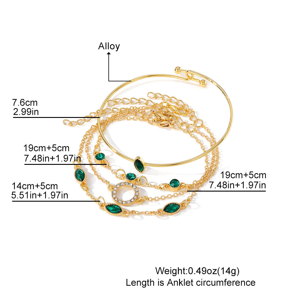 Diamond Bracelet Suit Rhinestone Chain Bracelet Four-piece Set