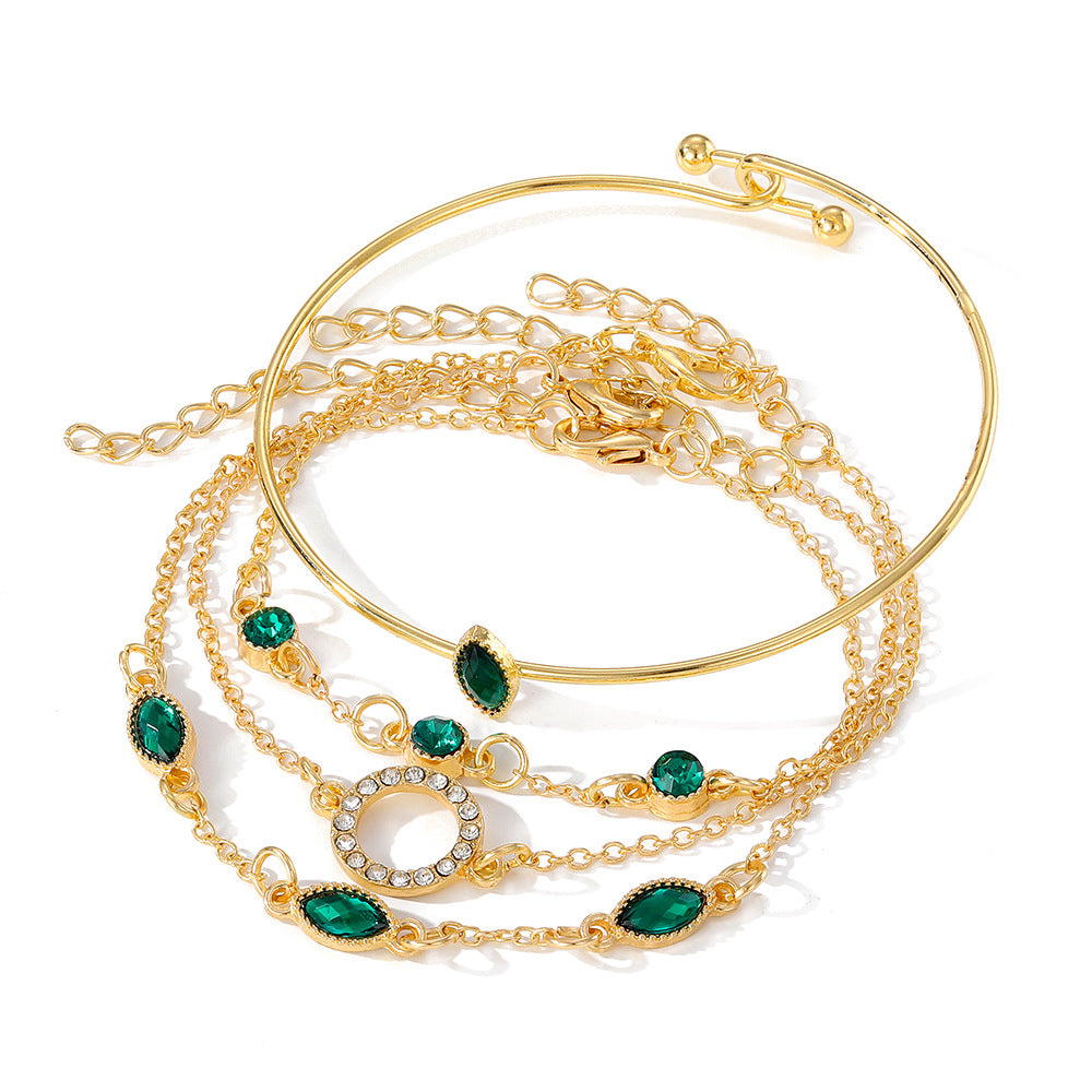 Diamond Bracelet Suit Rhinestone Chain Bracelet Four-piece Set