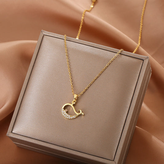 Cute Dancing Whale Titanium Steel Necklace