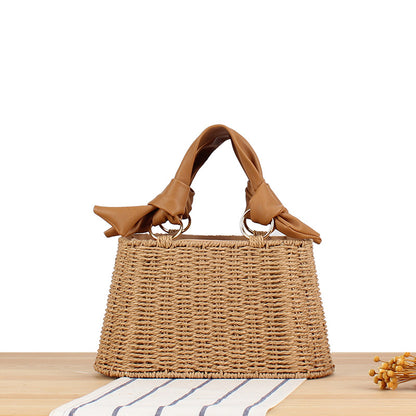 Seaside Vacation Versatile Portable PU Straw Material Bag