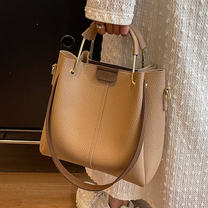 Women's Large-capacity Crossbody Autumn All-matching Korean-style Textured Portable Bucket Bag