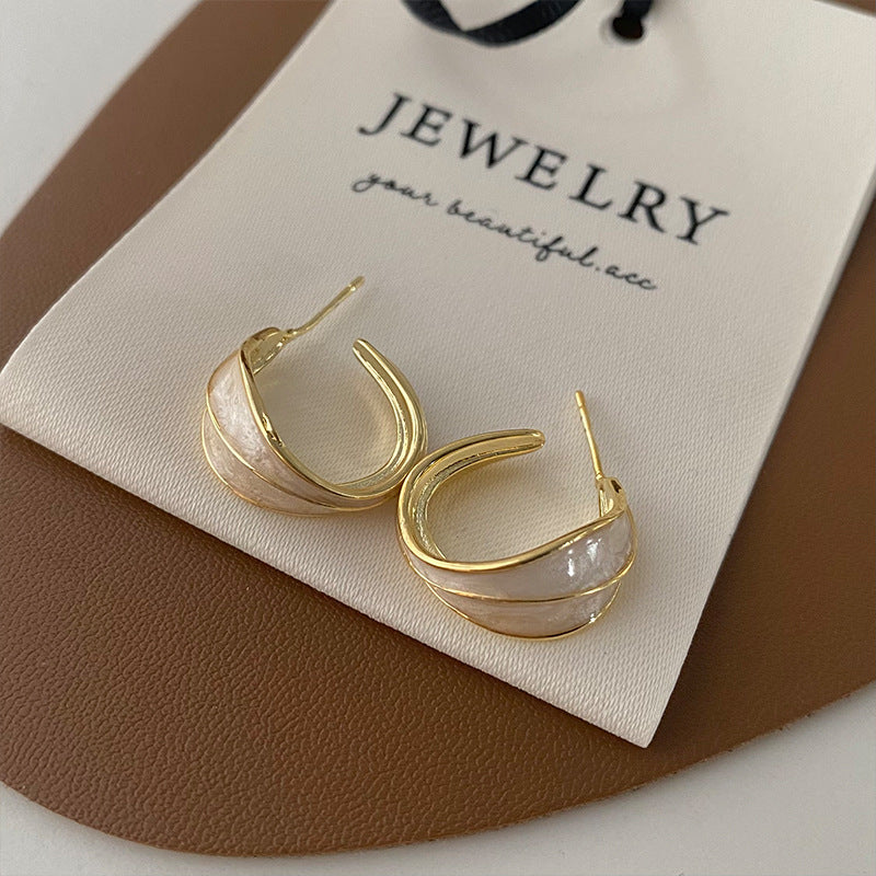 Retro Drip Glazed Round Simple Wild Earrings Women