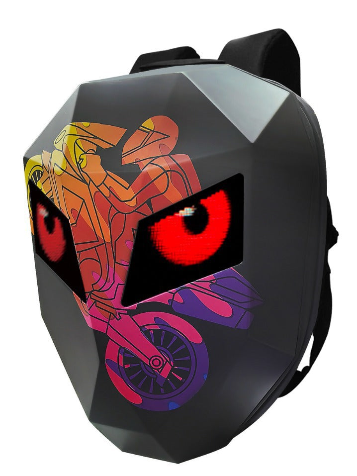 Luminous LED Cycling DIY Pattern Shell Helmet Motorcycle Waterproof Bag