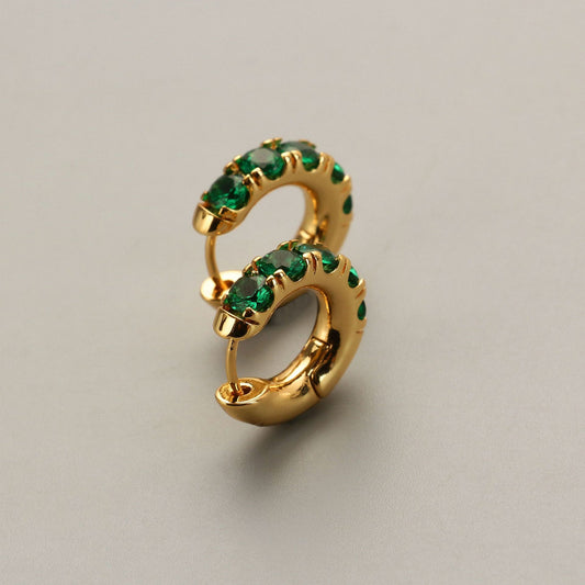 Mode Retro Smaragd Intarsien Überzug 18K Gold Ohrringe