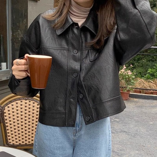 Women's Brown Leather Coat