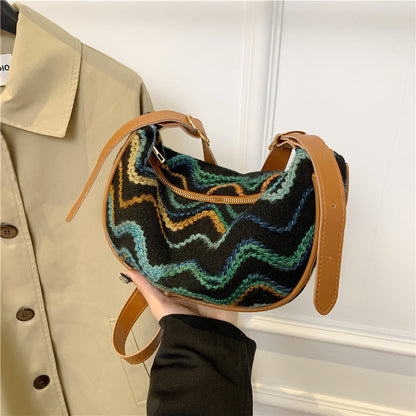 Women's Versatile Portable Knitted Straw Woven Bag