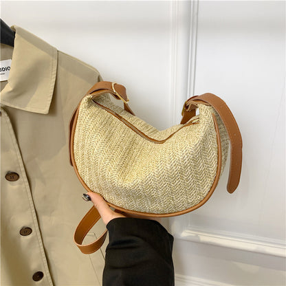 Women's Versatile Portable Knitted Straw Woven Bag