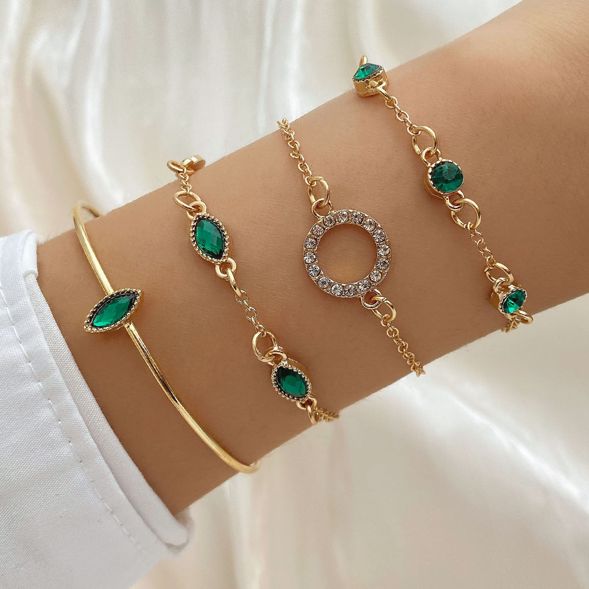 Diamond Bracelet Suit Rhinestone Chain Bracelet Four-piece Set