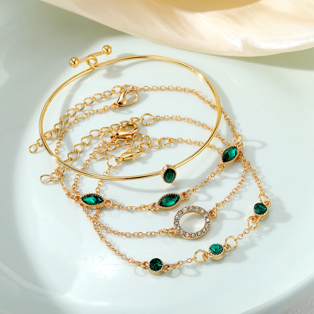 Diamond Bracelet Suit Rhinestone Chain Bracelet Four-piece Set