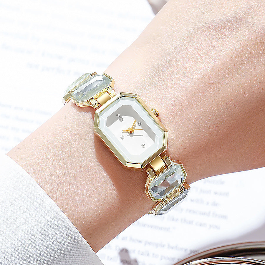 Stone Color Emerald Niche High-grade luxury Bracelet Watch