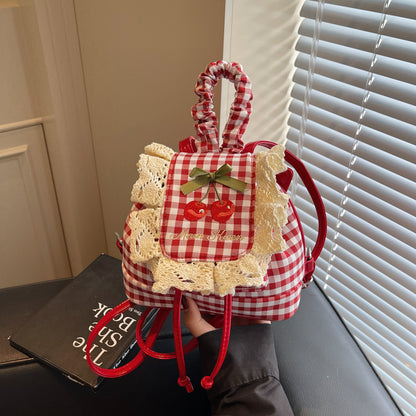 Sweet Lace Mini Checkered ladies Backpack