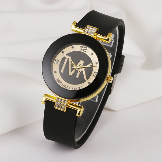Mode Damen Diamant Silikon Armband Quarzuhr