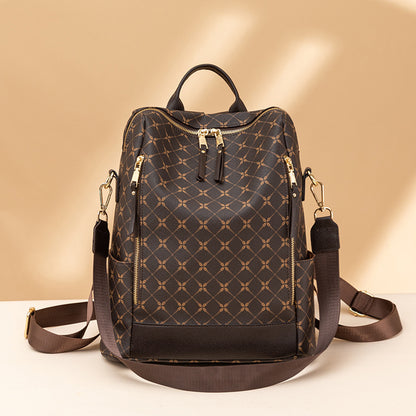 Large Capacity Simple All-matching Printed Retro Anti-theft Travel Crossbody Backpack