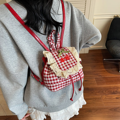 Sweet Lace Mini Checkered ladies Backpack
