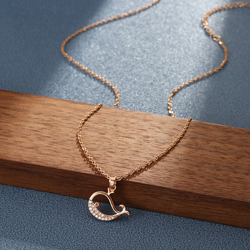 Cute Dancing Whale Titanium Steel Necklace