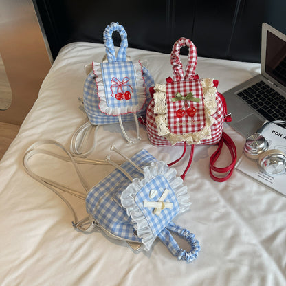 Sweet Lace Mini Checkered ladies Backpack