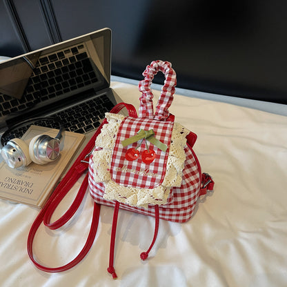 Sweet Lace Mini Checkered ladies Backpack