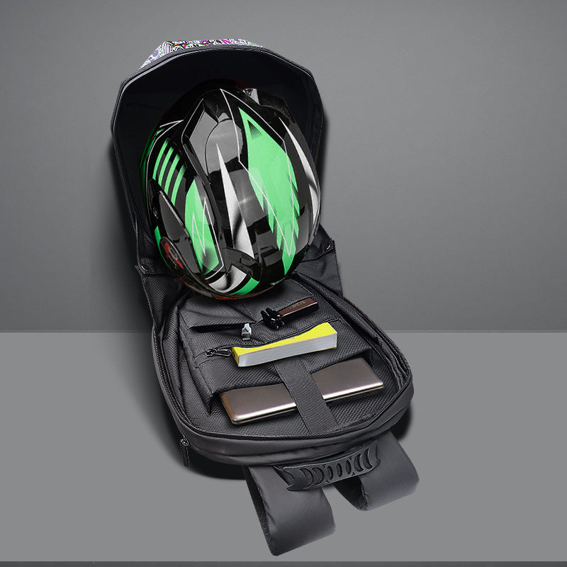 Luminous LED Cycling DIY Pattern Shell Helmet Motorcycle Waterproof Bag