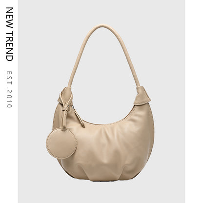 Portable Underarm Leisure Soft Leather Versatile Shoulder Dumpling Bag