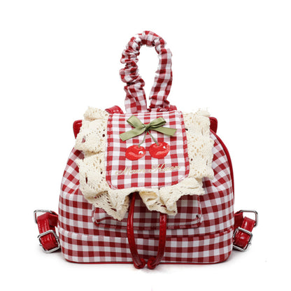 Sweet Lace Mini Checkered ladies Backpack