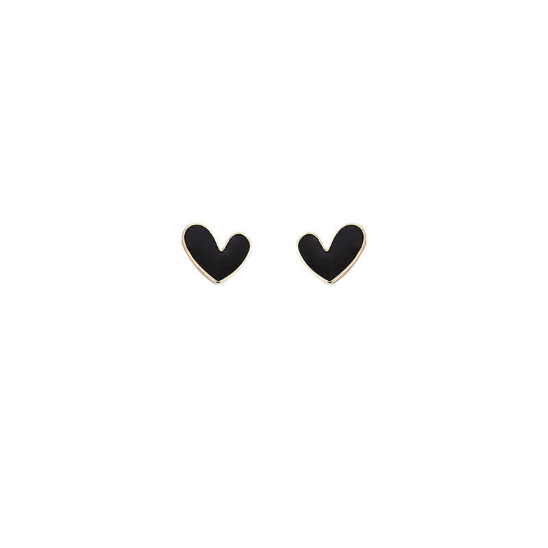 Women's All-match Simple Black Love Heart Stud Earrings