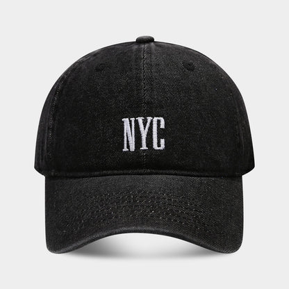 American Retro Denim Alphabet Peaked Cap