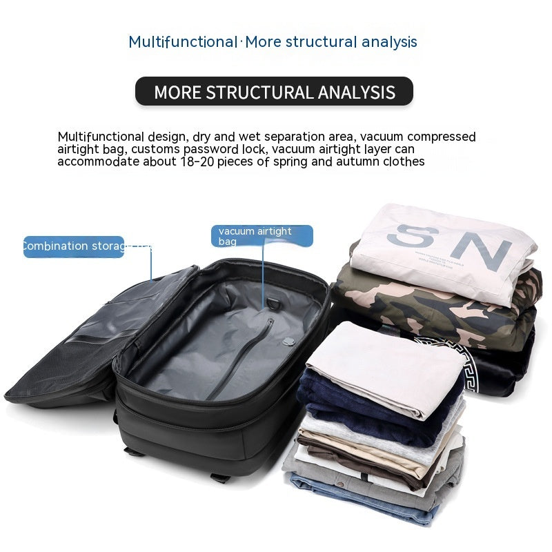 Travel Multifunction Backpack with Vacuum Compression Option & Vaccum Pump