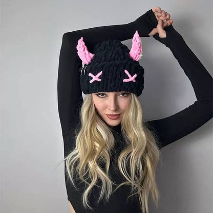Cute Devil Horn Wool Hat