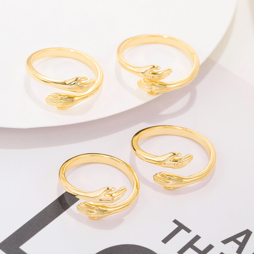 Hug Gesture Ring 18K Gold Color Preserving Jewelry