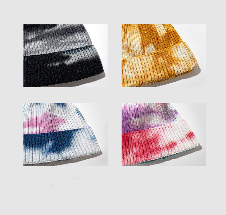Simple Gradient Knitted Tie-dye Woolen Beanie Hat