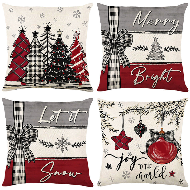 Christmas set of 4 Cushion Cover Pillowcase Merry Christmas Decor