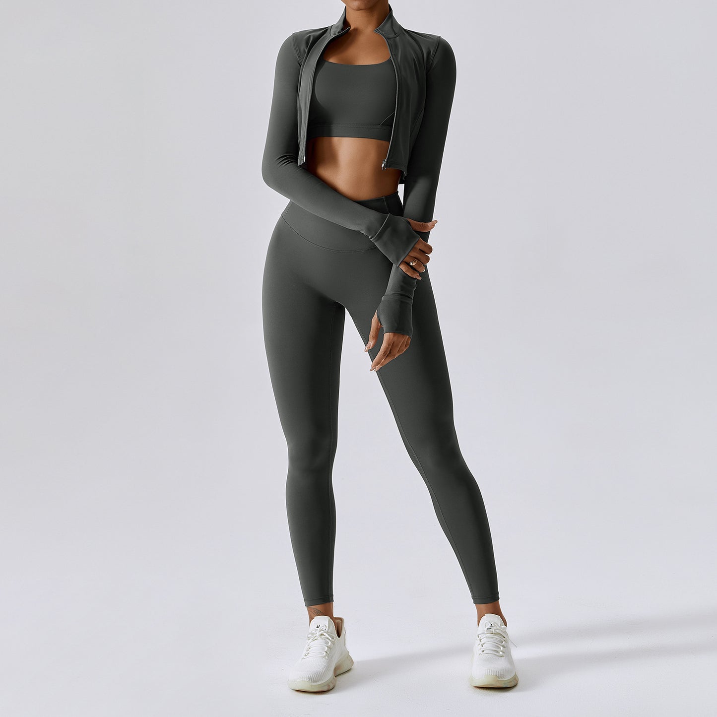 Yoga Nude Feel Fitness Shockproof High Waist Yoga Clothes Three-piece Set