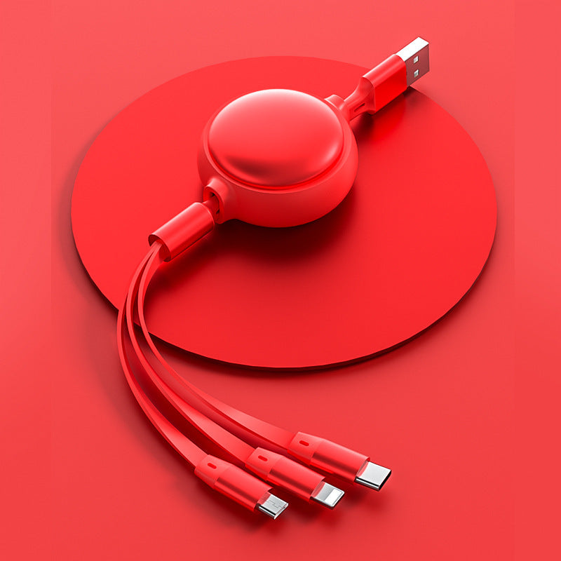 3 in 1 USBケーブル マイクロUSBタイプCケーブル 3 in 1 2.4A 引き込み式USB C充電ケーブル