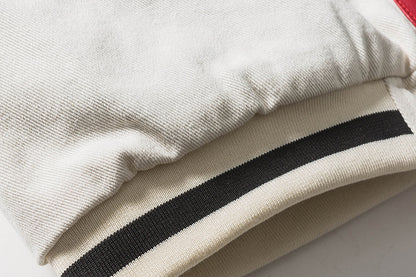 Letter Printing Contrast Stitching Loose Baseball Style Jacket