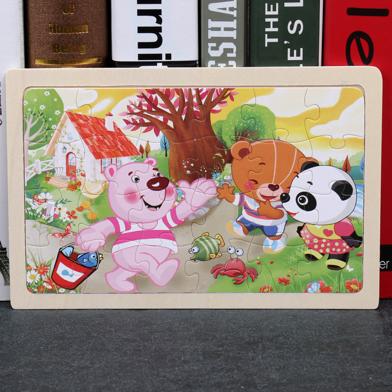 80PCS wooden educational development baby kids training toys children animal puzzle